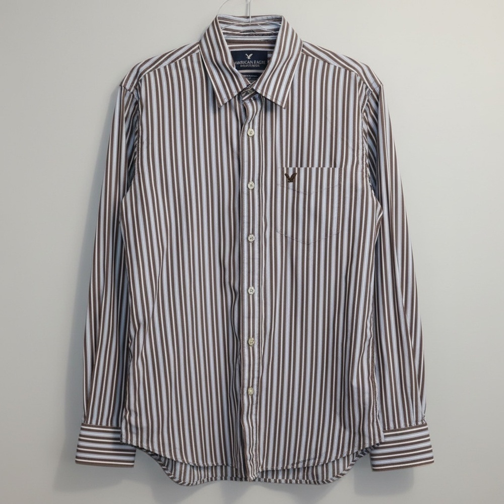 American Eagle Men's Striped Button-Down Shirt